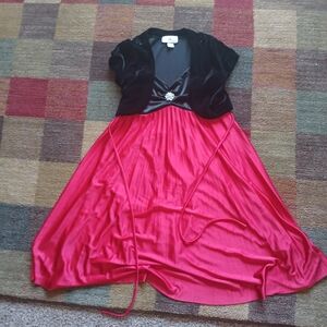 Byer California Black Velvet and Red Satin Kids Dress